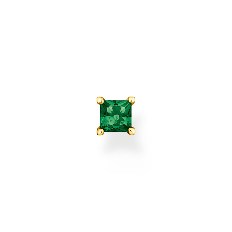 THOMAS SABO Single ear stud with green stone gold Earrings Thomas Sabo 