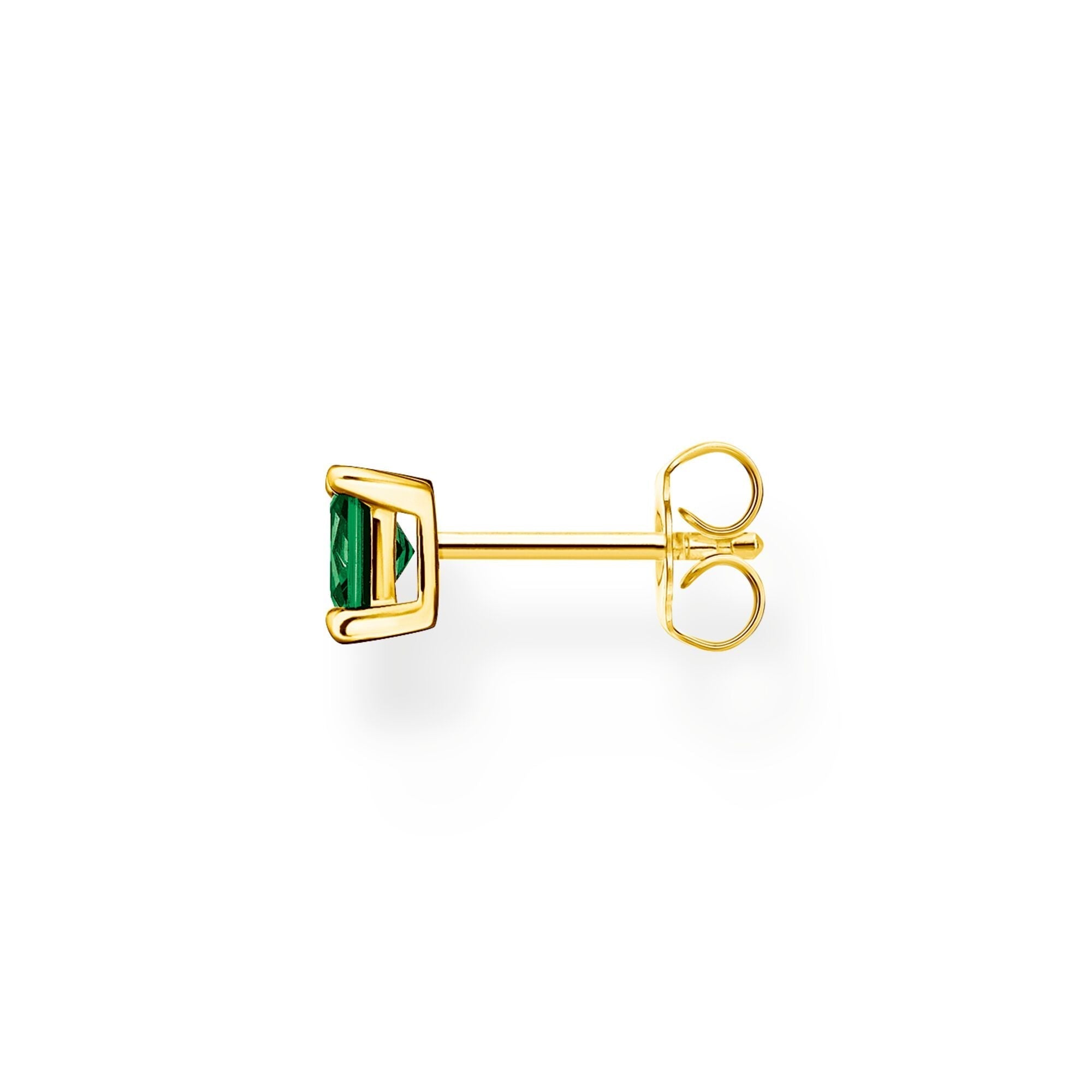 THOMAS SABO Single ear stud with green stone gold Earrings Thomas Sabo 