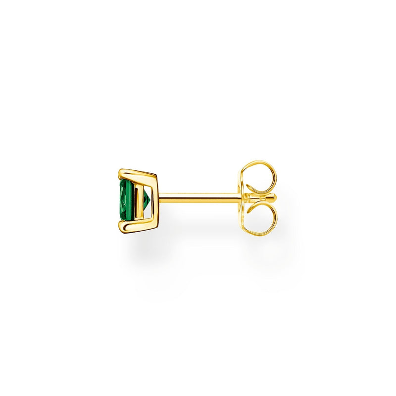 THOMAS SABO Single ear stud with green stone gold Earrings Thomas Sabo 
