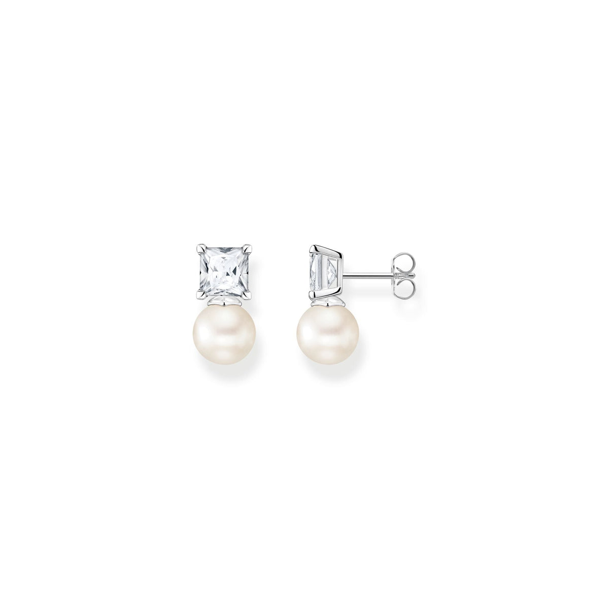 THOMAS SABO Ear studs pearl with white stone silver Ear Studs Thomas Sabo 