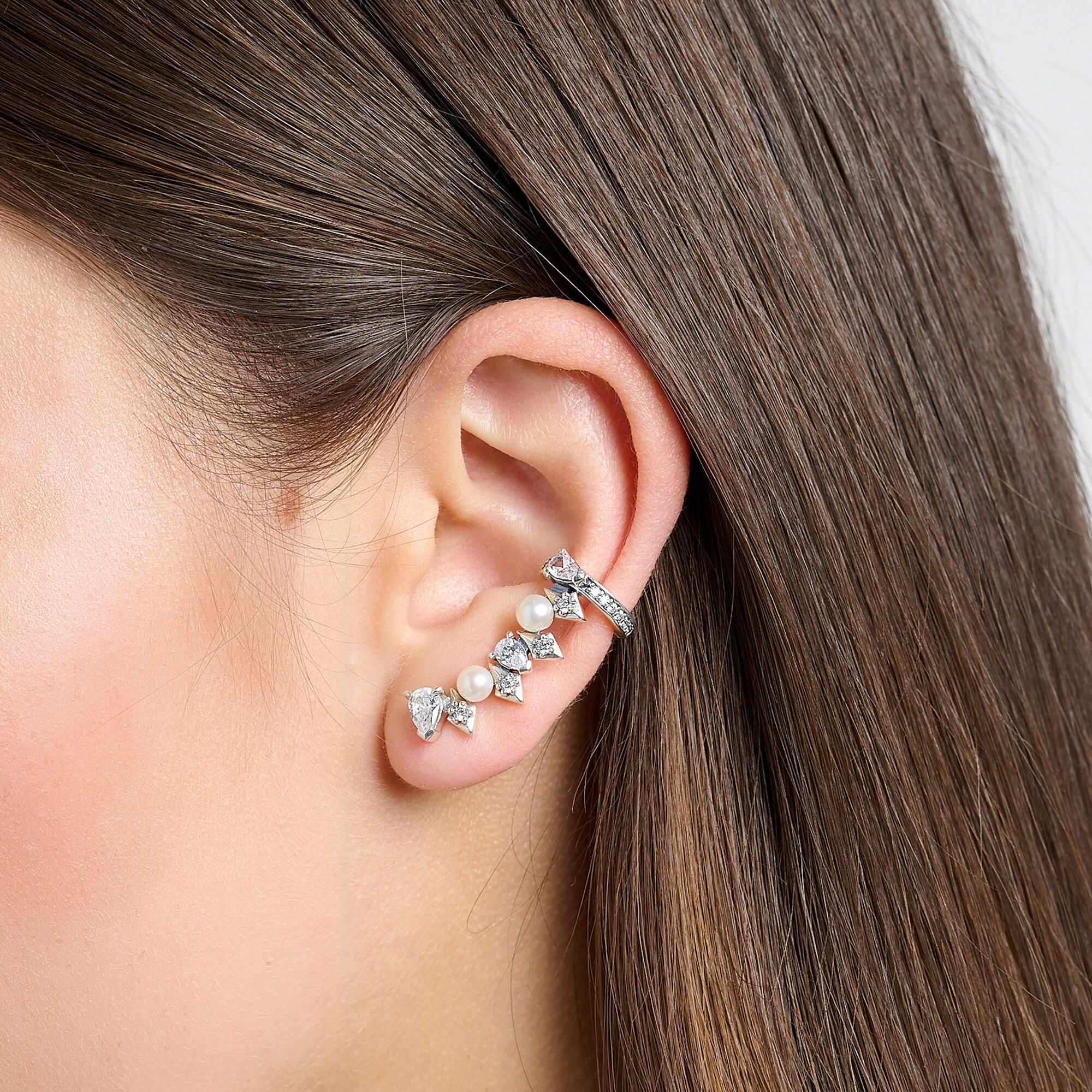 THOMAS SABO Single ear stud pearls and ice crystals silver Earrings Thomas Sabo 
