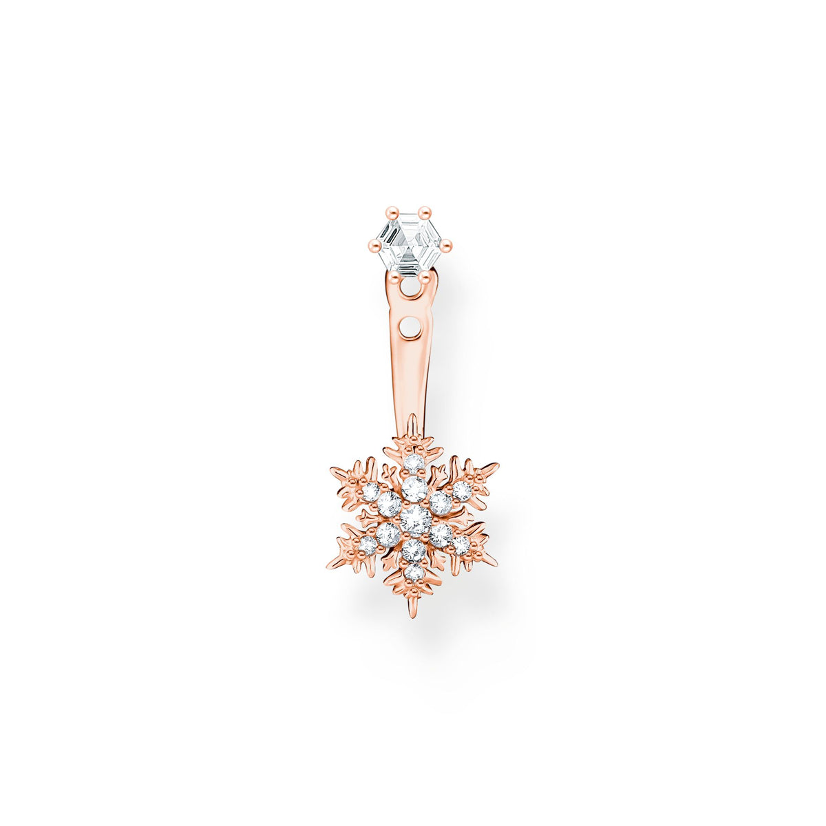 THOMAS SABO Single ear stud snowflake with white stones rose gold Earrings Thomas Sabo 