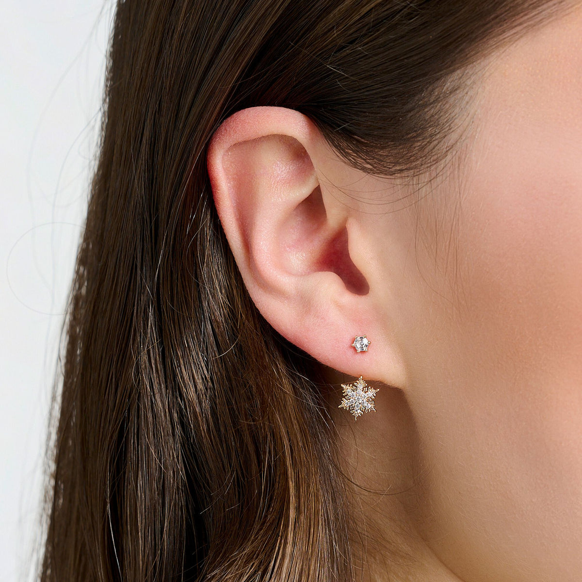 THOMAS SABO Single ear stud snowflake with white stones rose gold Earrings Thomas Sabo 