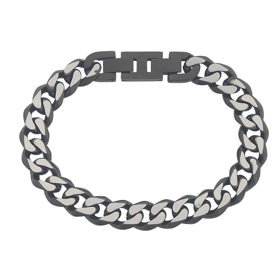 Black Curb Link Mens Bracelet in Stainless Steel Bracelets Bevilles 