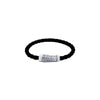 22.8cm Men's Black Leather Bracelet with Stainless Steel Bracelets Bevilles 