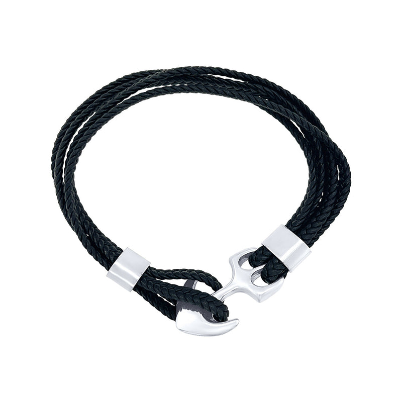 Stainless Steel and Leather Anchor Bracelet Bracelets Bevilles 