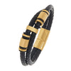 Yellow Stainless Steel and Leather Bracelet Bracelets Bevilles 