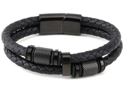 Double Plait Bracelet in Black Stainless Steel Bracelets Bevilles 
