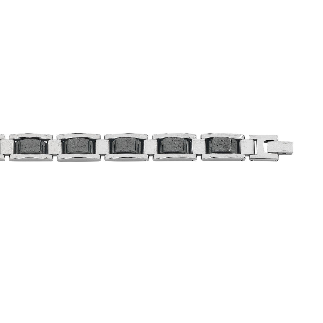 White and Black Links Mens Bracelet in Stainless Steel Bracelets Bevilles 