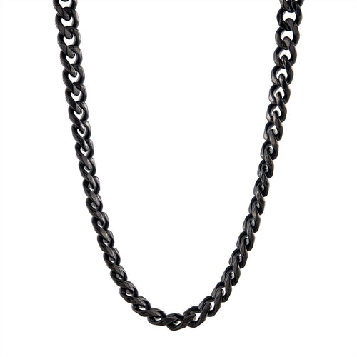 55cm Black Stainless Steel Oxidised Curb Necklace Necklaces Bevilles 