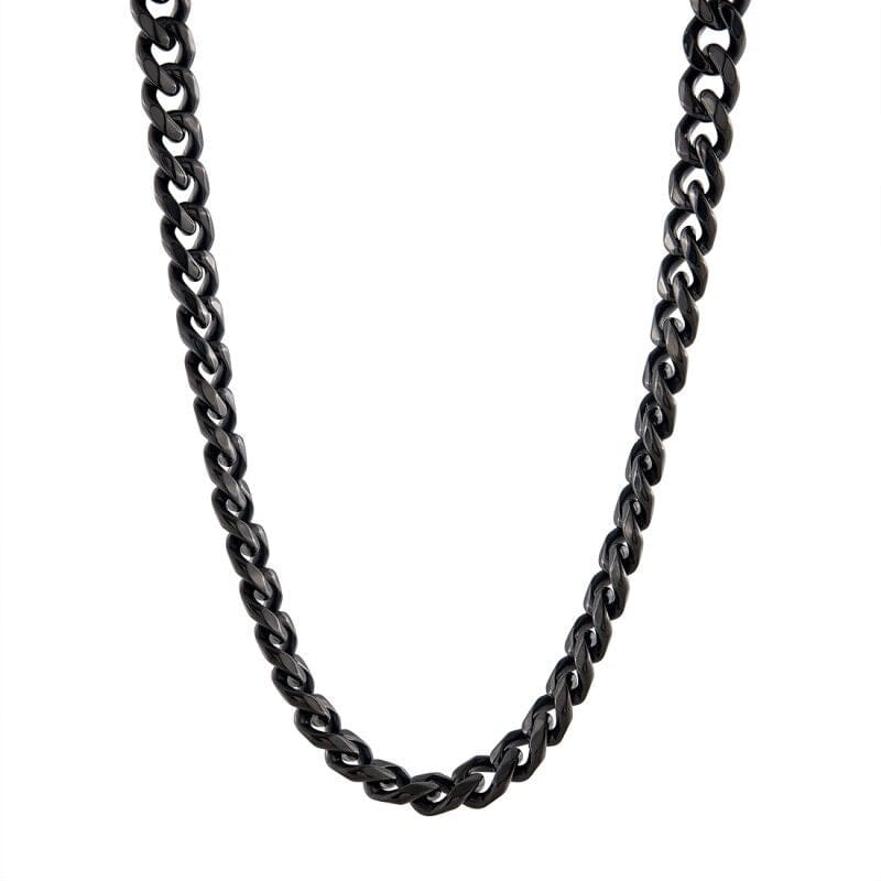 65cm Black Stainless Steel Oxidised Curb Necklace Necklaces Bevilles 