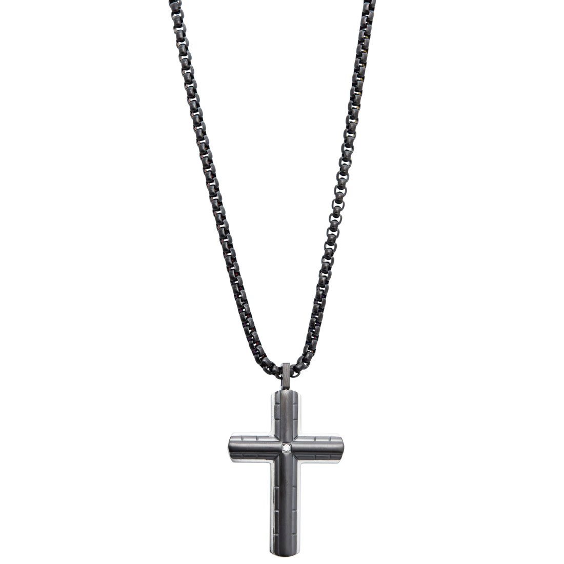 60cm Men's Black Stainless Steel Cross Necklace - Main Image