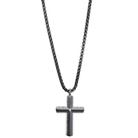 Men's Black Stainless Steel Cross Necklace Necklaces Bevilles 