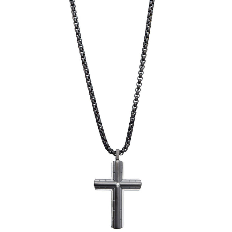 Men's Black Stainless Steel Cross Necklace Necklaces Bevilles 