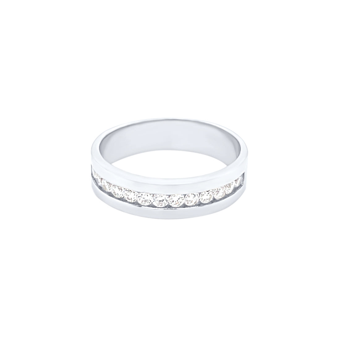 Sterling Silver Channel Ring with Cubic Zirconia Rings Bevilles 