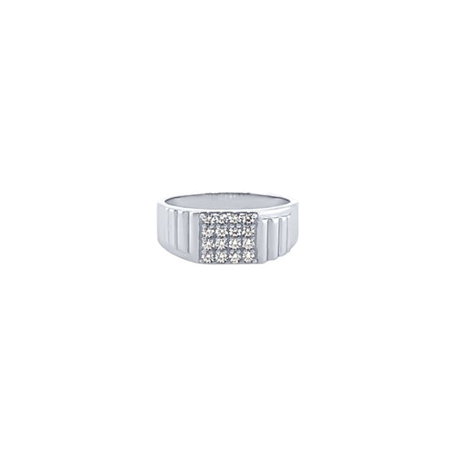 Men's Sterling Silver Cubic Zirconia Wide Ring Rings Bevilles 