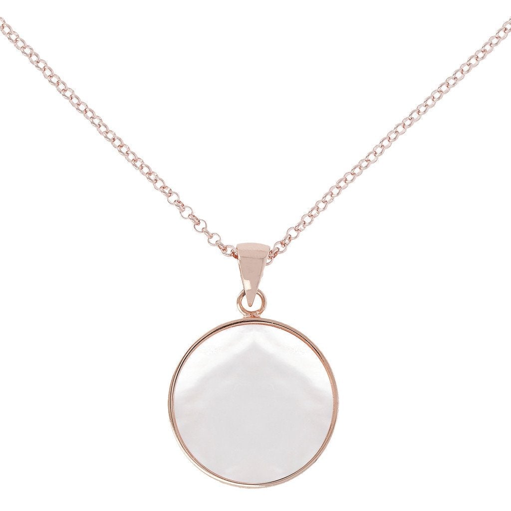 Bronzallure Mother of Pearl Disc Necklace Necklaces Bronzallure 