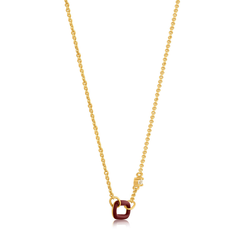 Ania Haie Claret Red Enamel Gold Link Necklace Necklace Ania Haie 