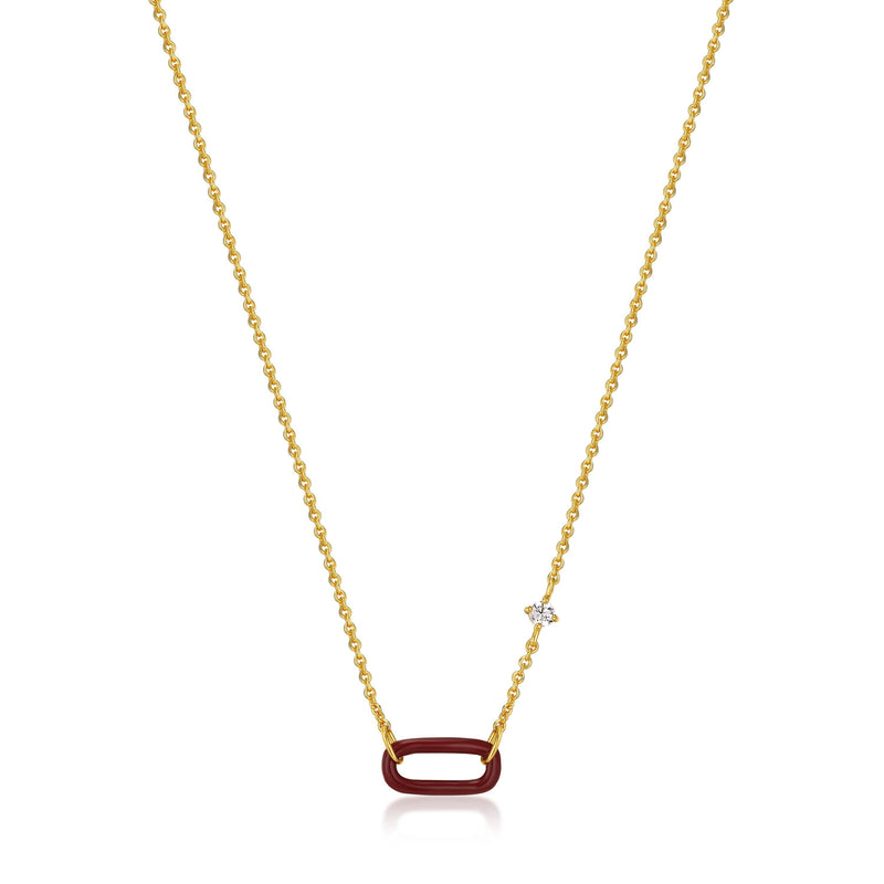 Ania Haie Claret Red Enamel Gold Link Necklace Necklace Ania Haie 