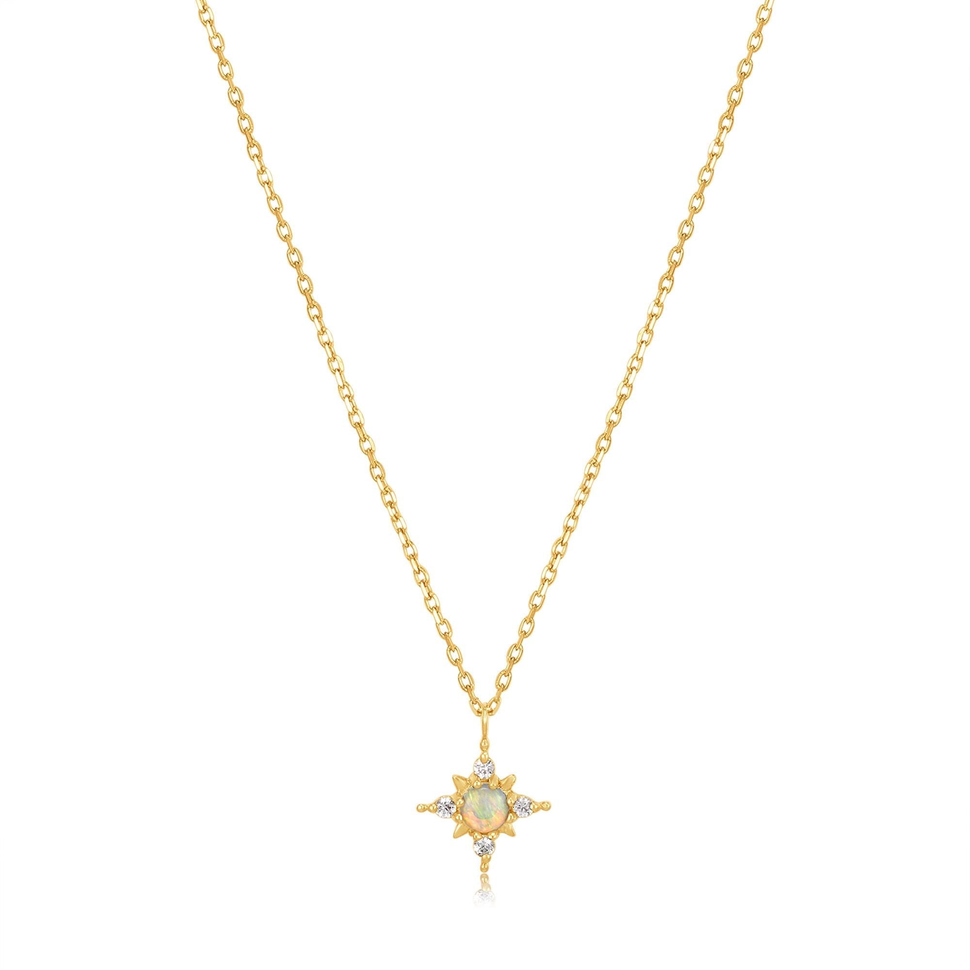 Ania Haie 14kt Gold Opal and White Sapphire Star Necklace Necklaces Ania Haie 