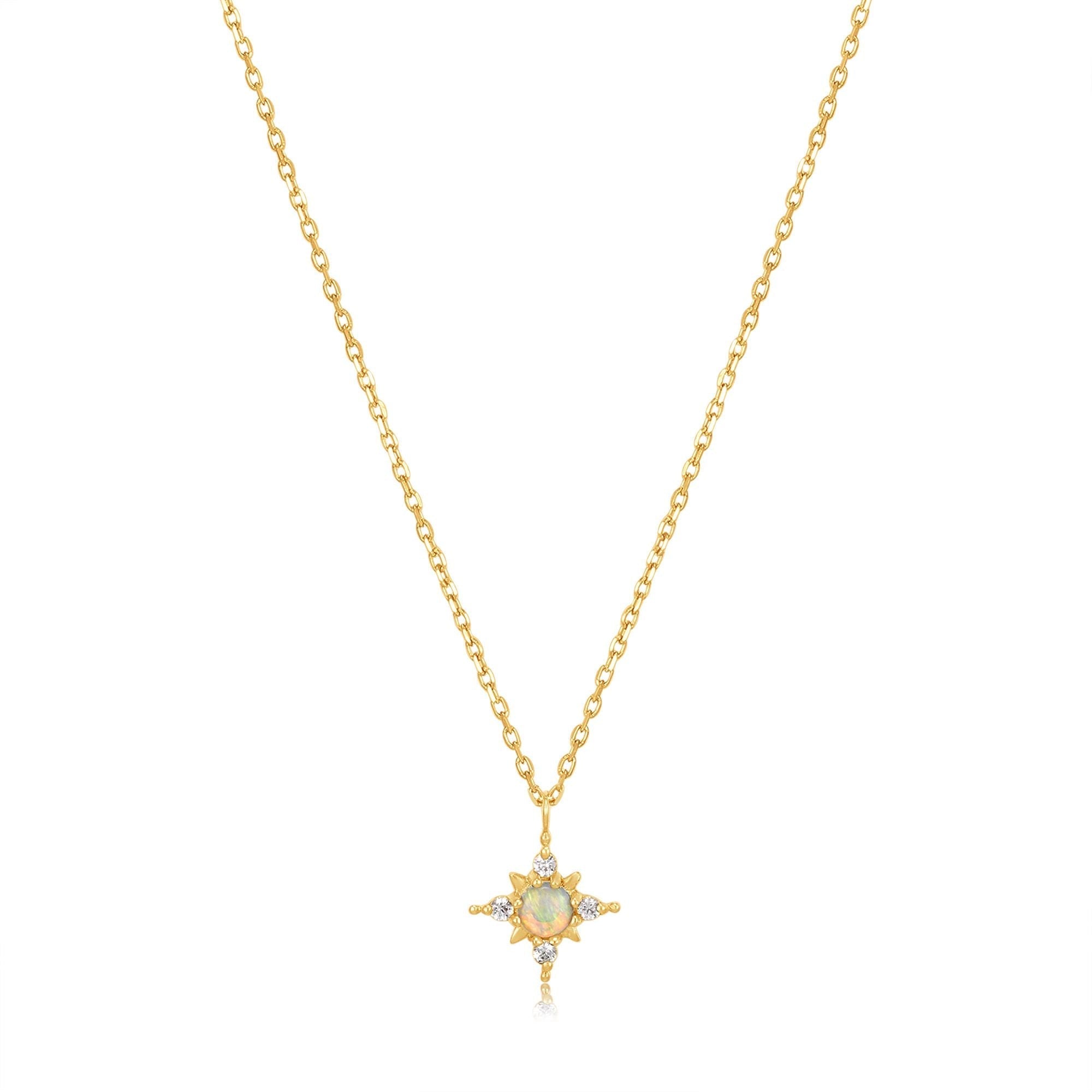 Ania Haie 14kt Gold Opal and White Sapphire Star Necklace Necklaces Ania Haie 