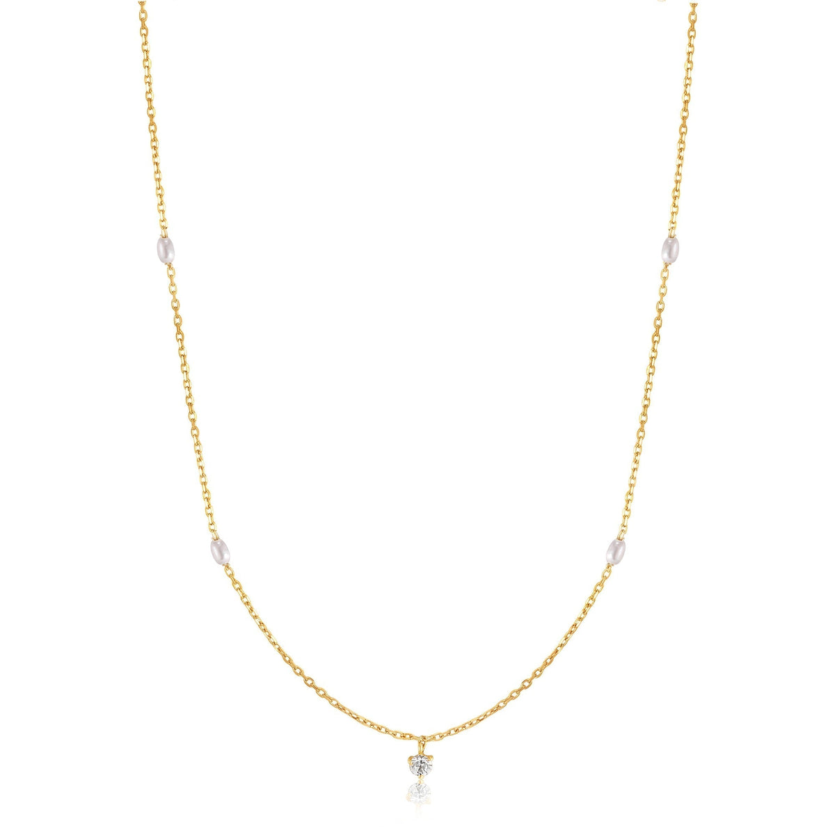 Ania Haie 14kt Gold Pearl and White Sapphire Necklace Necklaces Ania Haie 