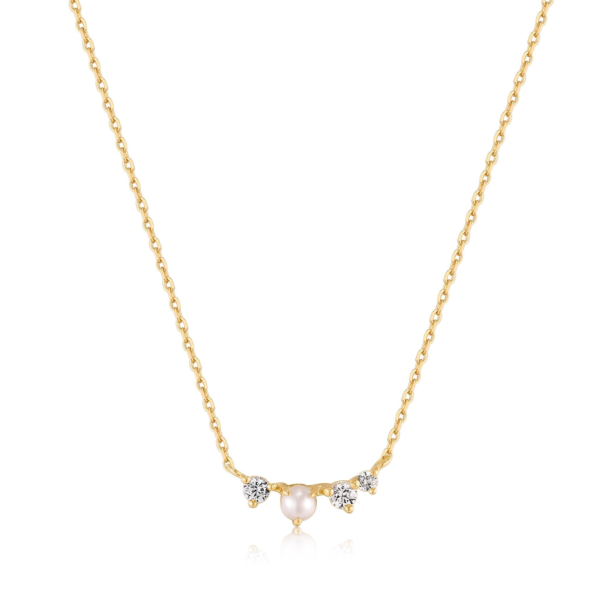 Ania Haie 14kt Gold Pearl and White Sapphire Radiance Necklace Necklaces Ania Haie 