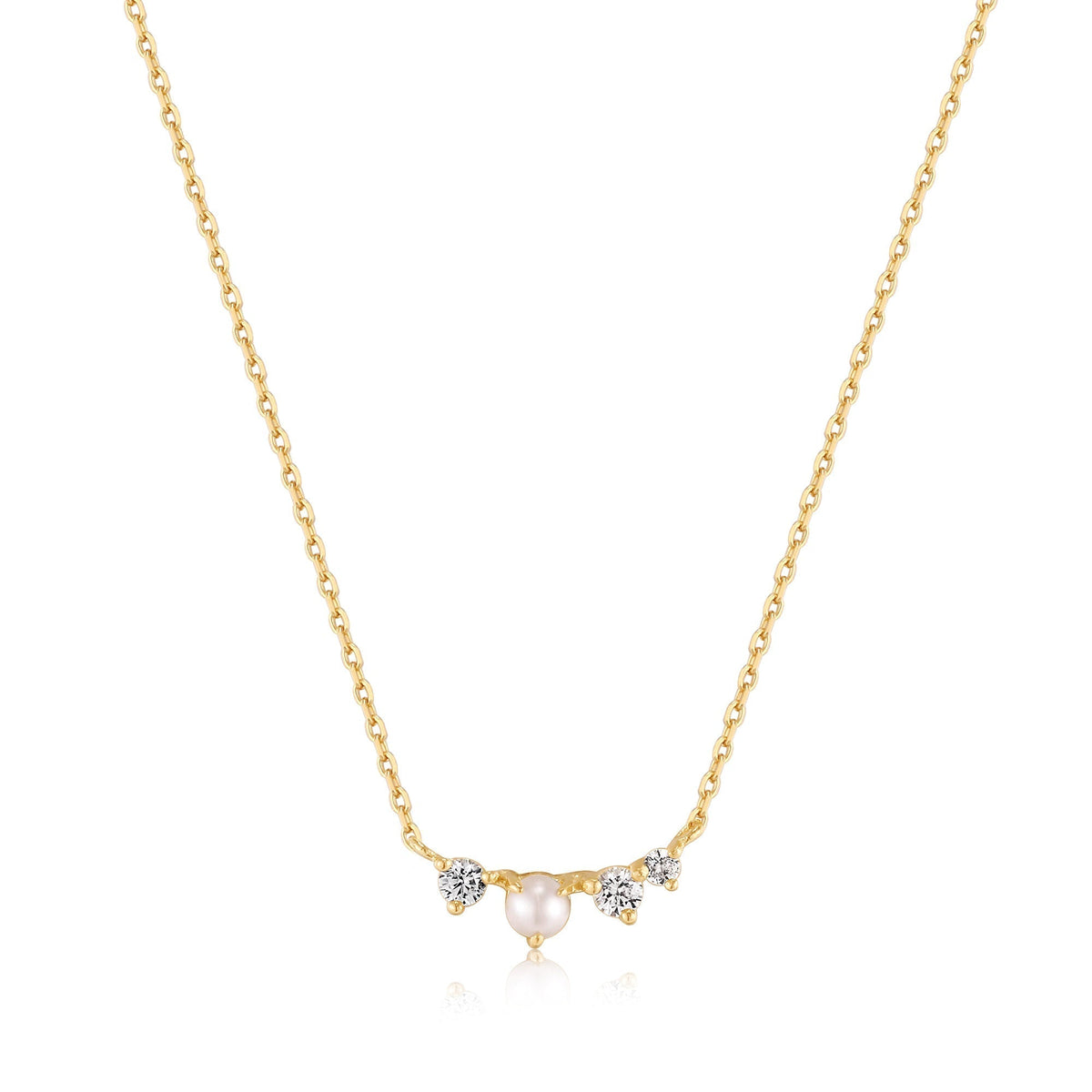 Ania Haie 14kt Gold Pearl and White Sapphire Radiance Necklace Necklaces Ania Haie 