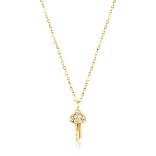 Ania Haie 14kt Gold Natural Diamond Key Necklace Necklaces Ania Haie 