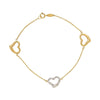 9ct Yellow Gold Heart Charm Bracelet with Crystals 19cm Bracelets Bevilles 
