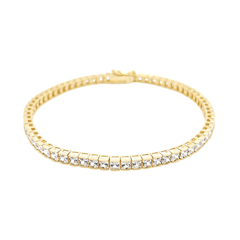 9ct Yellow Gold Tennis Bracelet with Cubic Zirconia Bracelets Bevilles 