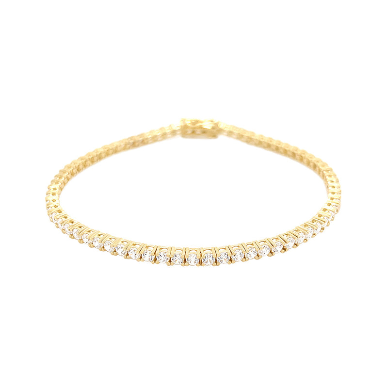 9ct Yellow Gold Tennis Bracelet with Cubic Zirconia Bracelets Bevilles 