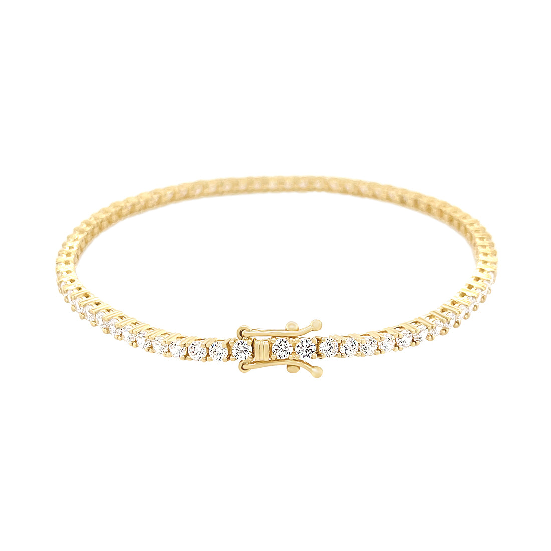 9ct Yellow Gold Tennis Bracelet with Cubic Zirconia Bracelets Bevilles 