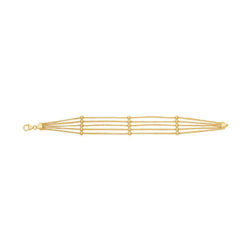 9ct Yellow Gold 5 Strand with Round Balls Bracelet 19cm Bracelets Bevilles 