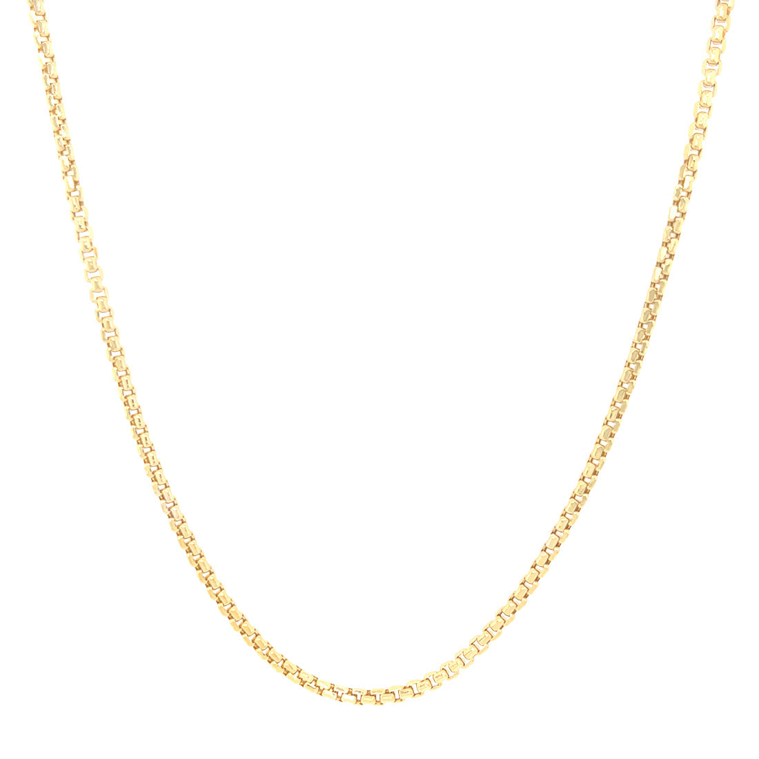 9ct Yellow Gold Round Box Chain Necklace 50cm Necklaces Bevilles 