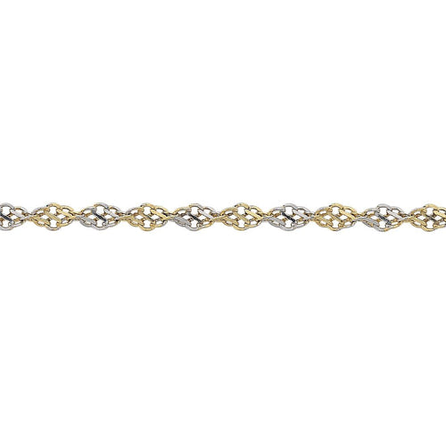 9ct Yellow Gold 2 Tone Twisted Infinity Chain Necklace 45cm Necklaces Bevilles 
