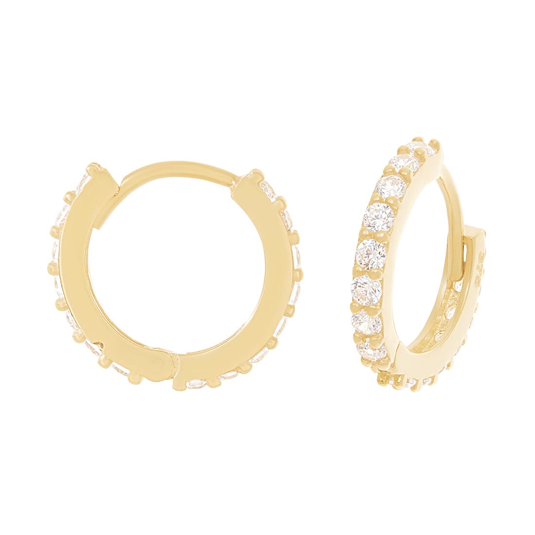 9ct Yellow Gold Huggie Style Earring with Cubic Zirconia Earrings Bevilles 