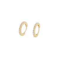 9ct Yellow Gold Huggie Style Earring with Cubic Zirconia Earrings Bevilles 