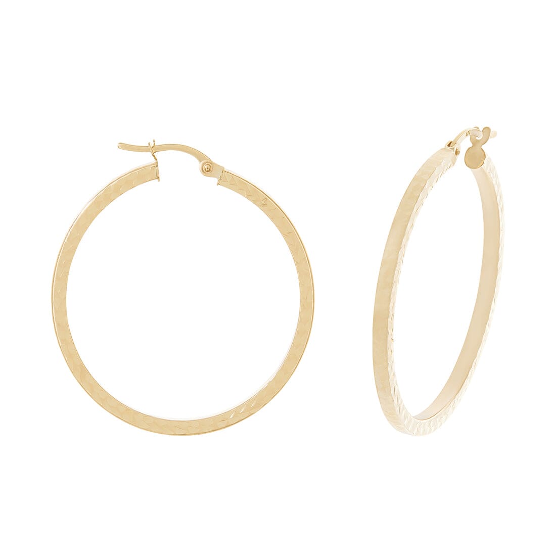 9kt Yellow Gold 30mm Diamond Cut Hoop Earrings - Main Image