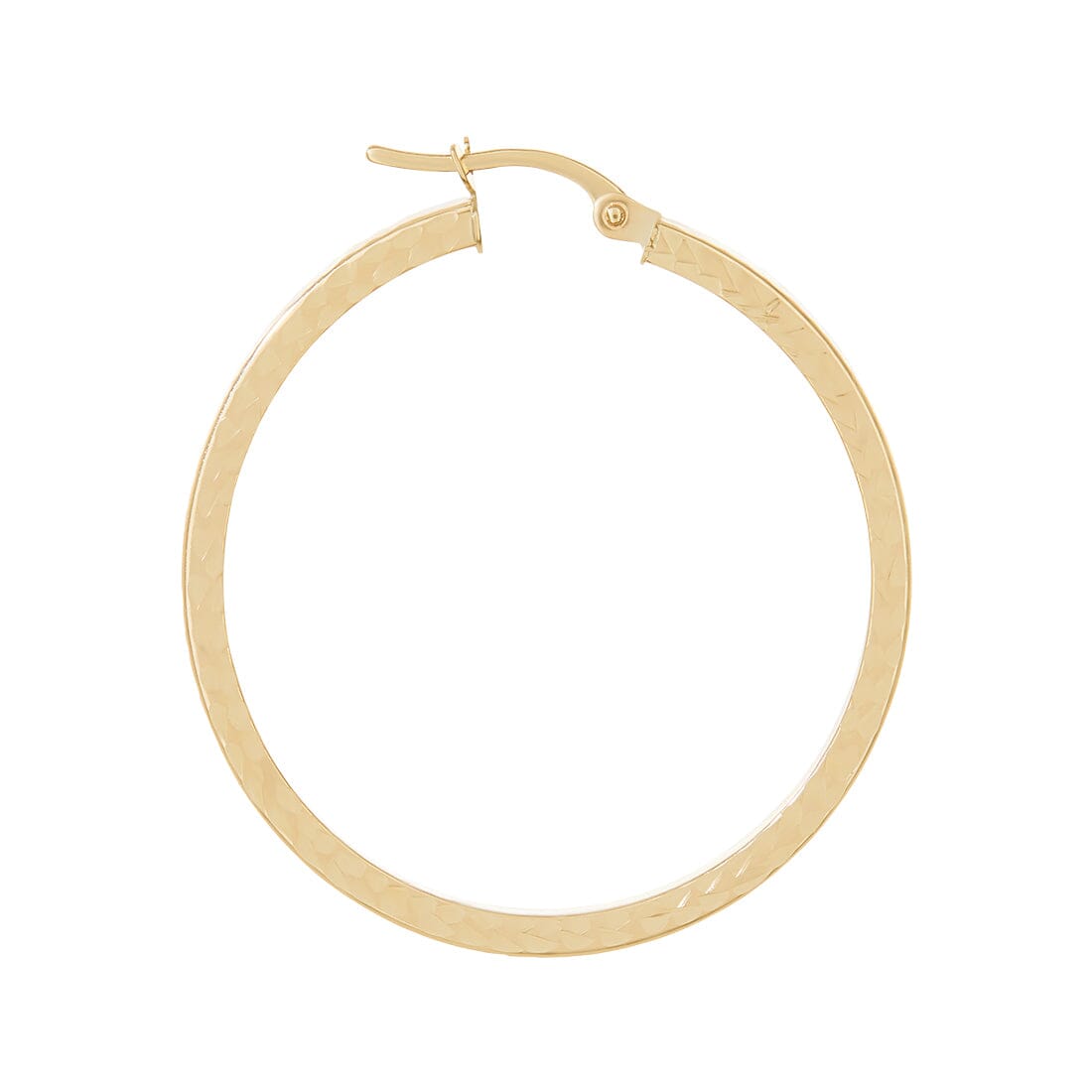 9ct Yellow Gold Diamond Cut Hoop Earrings 30mm Earrings Bevilles 