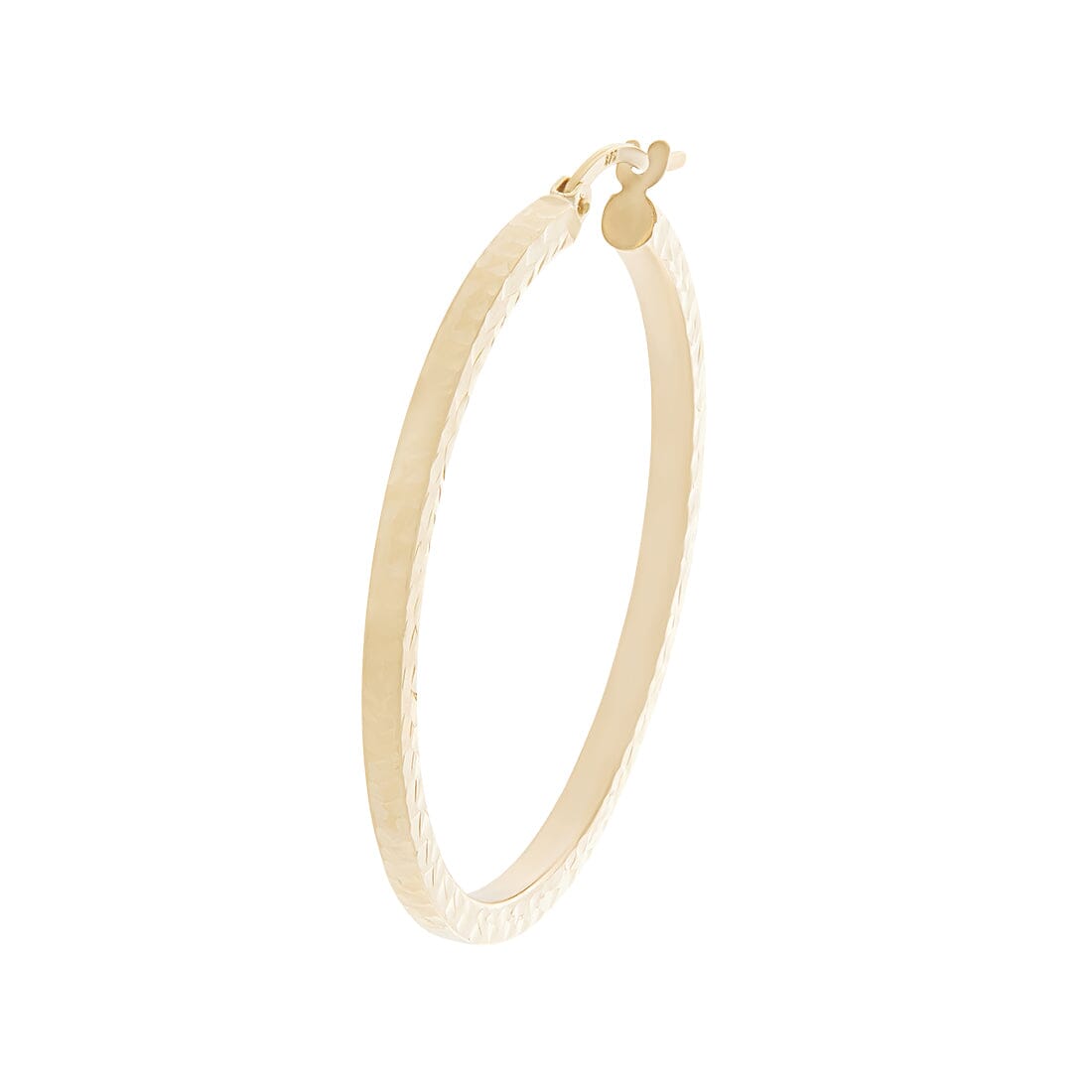9ct Yellow Gold Diamond Cut Hoop Earrings 30mm Earrings Bevilles 