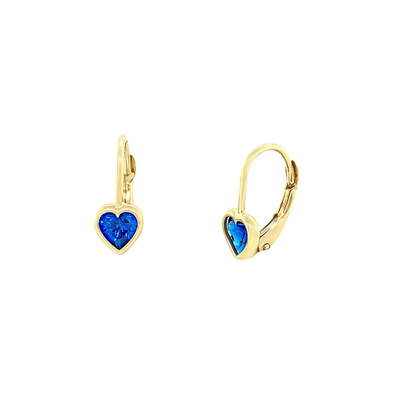 9ct Yellow Gold Heart Hoop Earrings with Cubic Zirconia Earrings Bevilles 