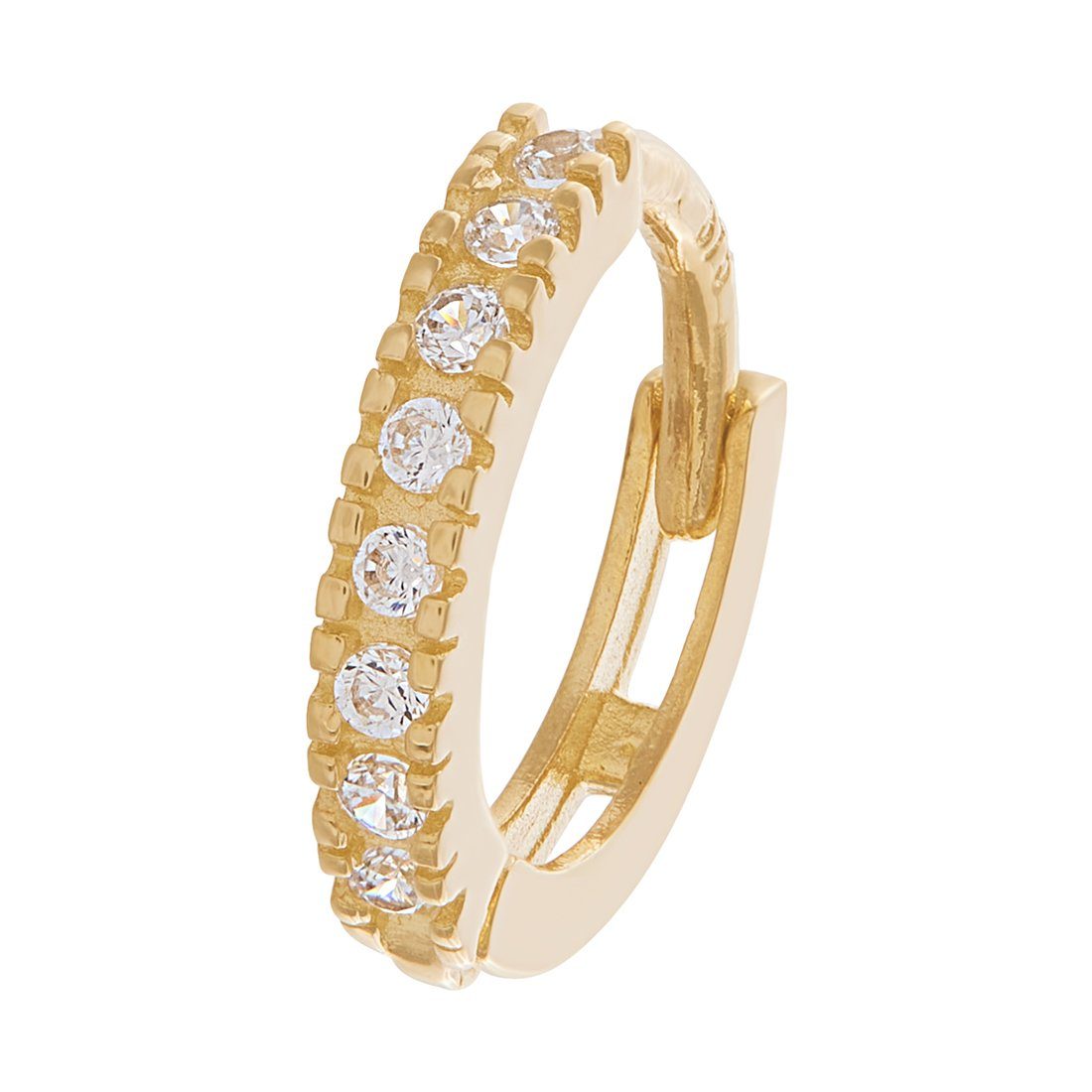 9ct Yellow Gold Hoop Earrings with Cubic Zirconia Earrings Bevilles 