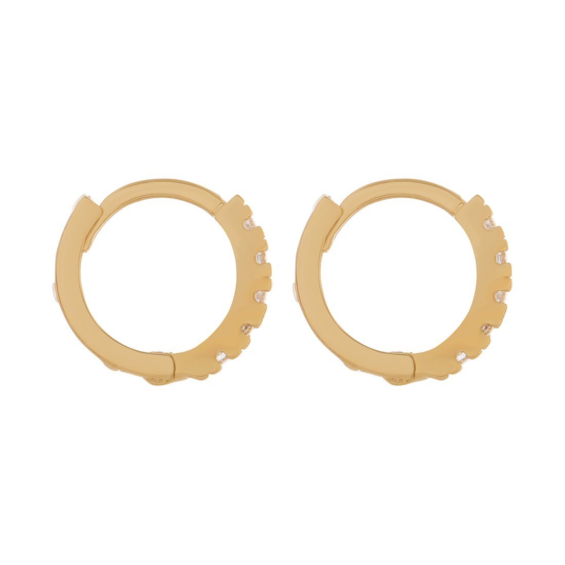 9ct Yellow Gold Hoop Earrings with Cubic Zirconia Earrings Bevilles 