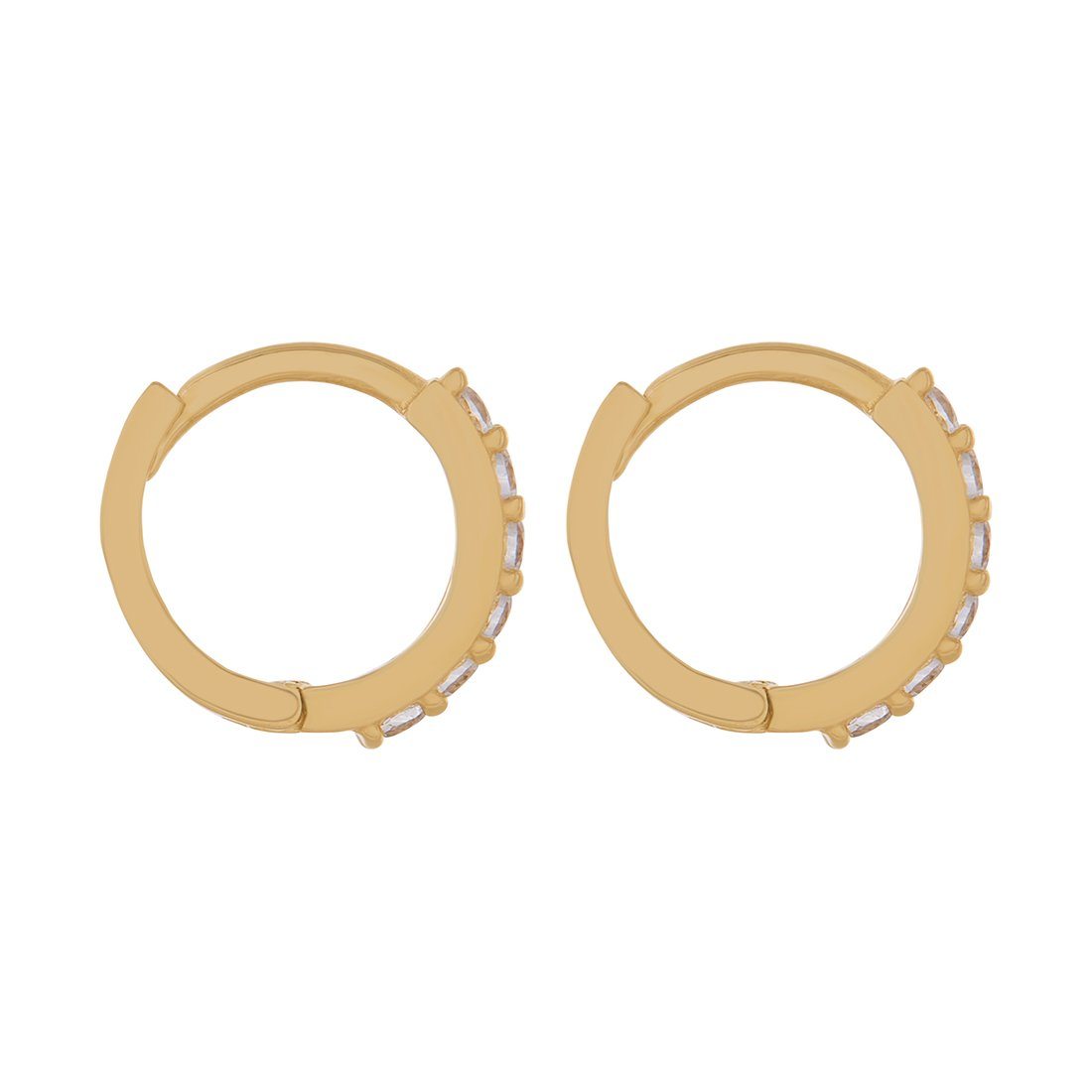 9ct Yellow Gold Hoop Earrings with Cubic Zirconia Earrings Bevilles 