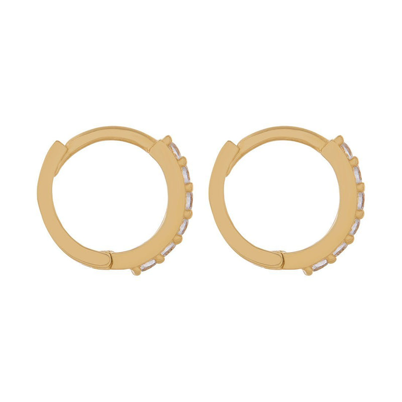 9ct Yellow Gold Hoop Earrings with Cubic Zirconia Earrings Bevilles 