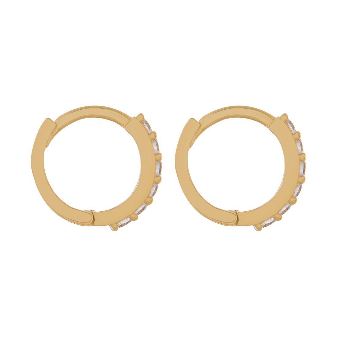 9ct Yellow Gold Hoop Earrings with Cubic Zirconia Earrings Bevilles 