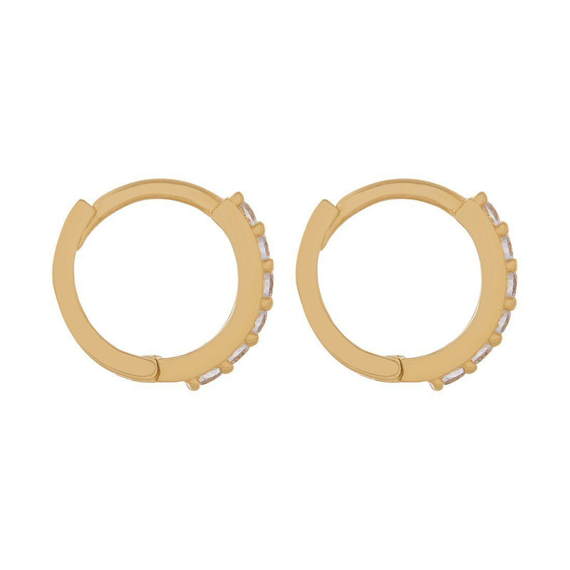 9ct Yellow Gold Hoop Earrings with Cubic Zirconia Earrings Bevilles 