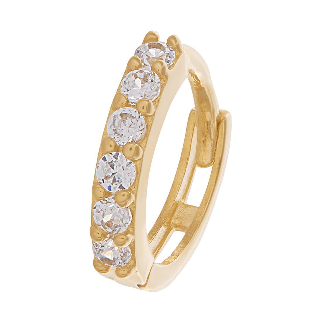 9ct Yellow Gold Hoop Earrings with Cubic Zirconia Earrings Bevilles 