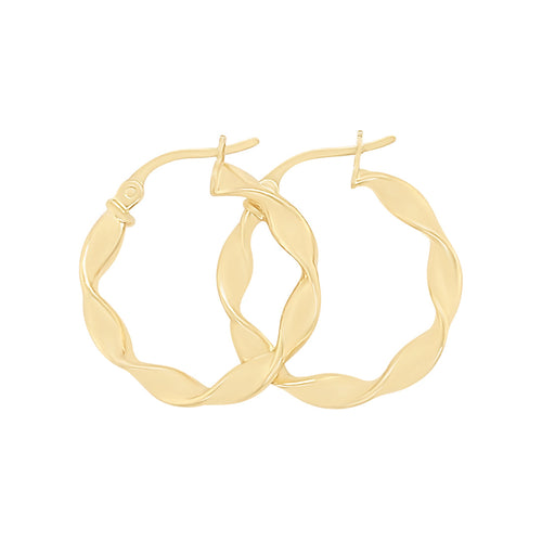 9ct Yellow Gold Twist Hoop Earrings Earrings Bevilles 